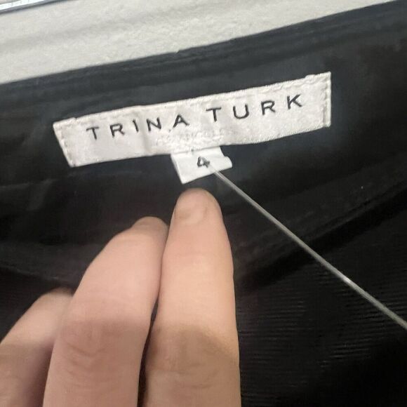 Trina Turk black Rhinestone Hemmed Crop Ankle Pants Size 4 - Picture 5 of 8